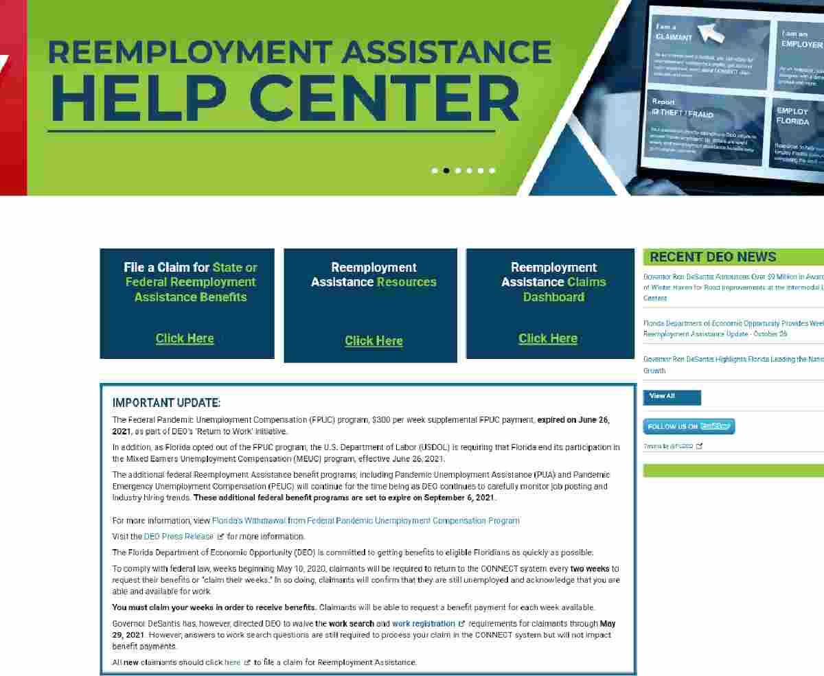 Florida Unemployment Benefits login sign up